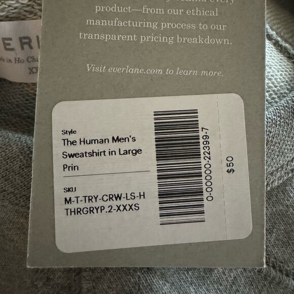 Everlane Sweatshirt 100% Human Pullover Crew Neck Gray XXXS NWT Sustainable - Picture 9 of 10